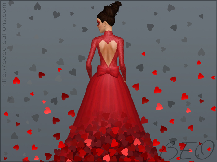 valentine's Wedding dress for Sims 3 by BEO